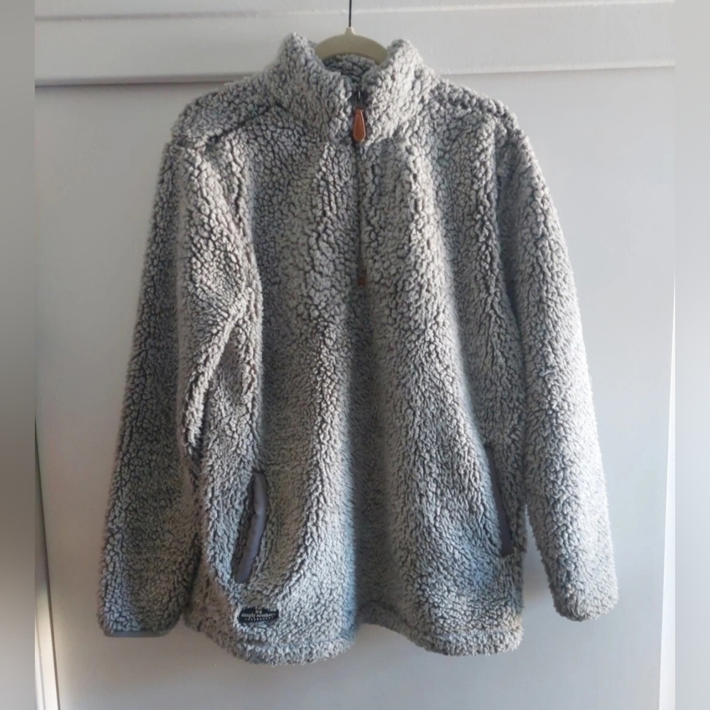 Simply Southern Sherpa Quarter Zip Pullover Sweater Gray